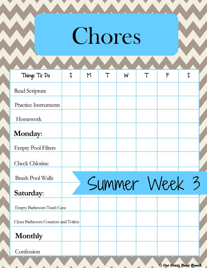 Completed Chore Chart