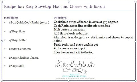 Easy Stovetop Mac and Cheese and Bacon Recipe template