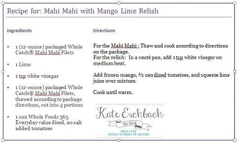 Mahi Mahi with Mango Lime Relish Recipe